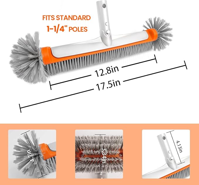 Poolvio Professional 17.5" Floor & Wall Pool Cleaning Brush - Image 3