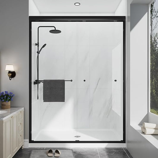 Double Sliding Shower Door, 1/4'' Clear SGCC Tempered Glass by EASYWORC
