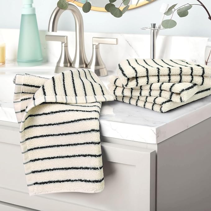 Jacquotha Striped Cotton Washcloths 12 Pack, 13” x 13” - Image 2