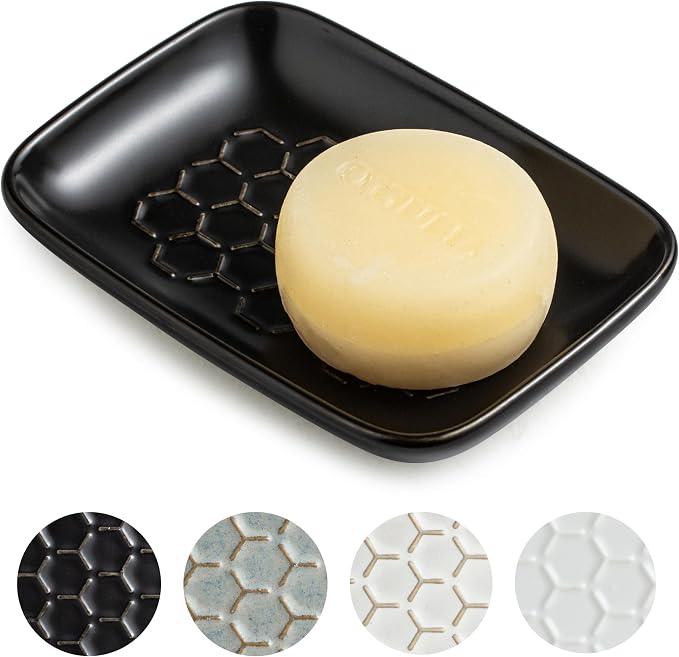Gomakren Soap Dish for Shower, Bar Soap Holder, Ceramic Soap Dishes for Bar Soap by Gomakren