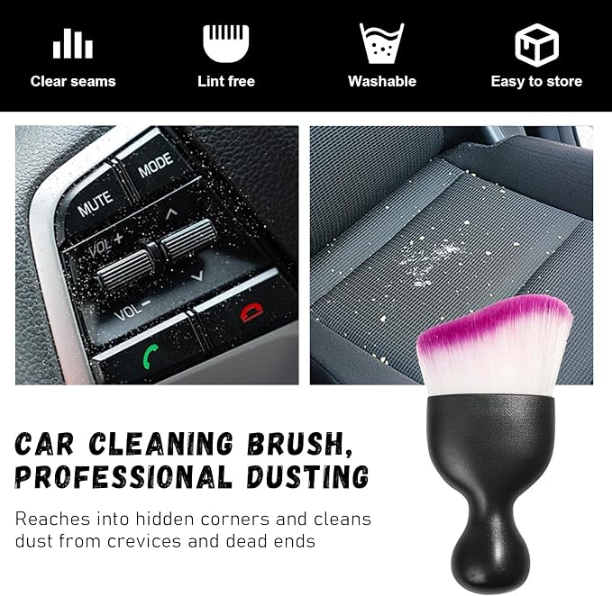 Ziciner 2 PCS Car Detailing Brush, Curved Soft Bristles Auto Removal Dust - Image 6