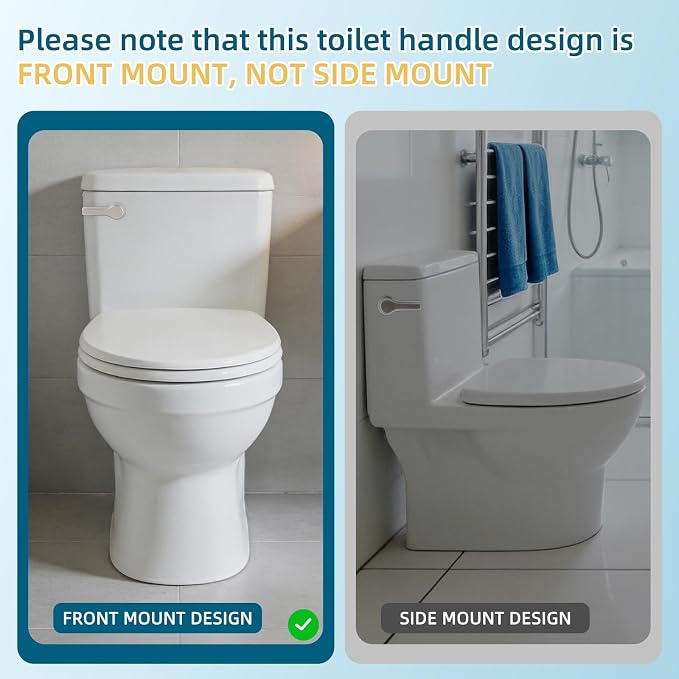 Hygie Rinse Metal Toilet Handle Lever Flush Replacement, Universal Front Mount - Image 2