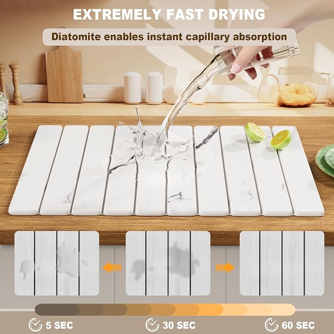 Dayacoco Stone Drying Mat for Kitchen Counter, Large Quick Dry Stone Mat - Image 3