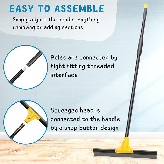 Squeegee Broom for Floor, Garage Concrete, Shower Glass, Window Cleaning - Image 6