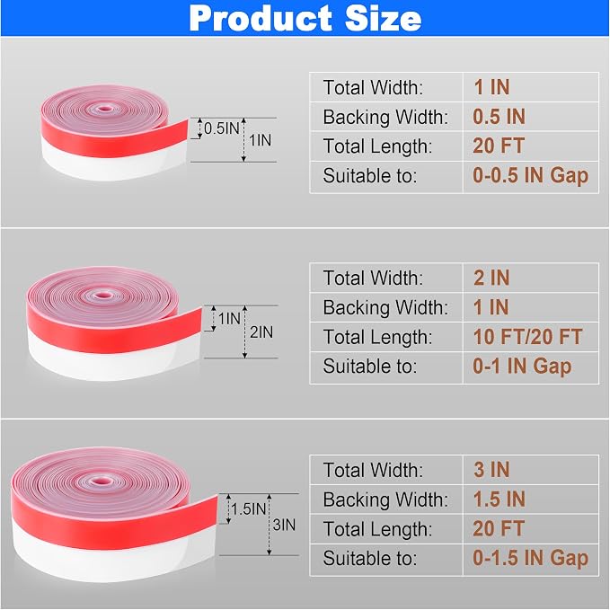 ToLanbbt Weather Stripping Silicone Door Seal Strip 2 in x 20 ft Door Draft - Image 2