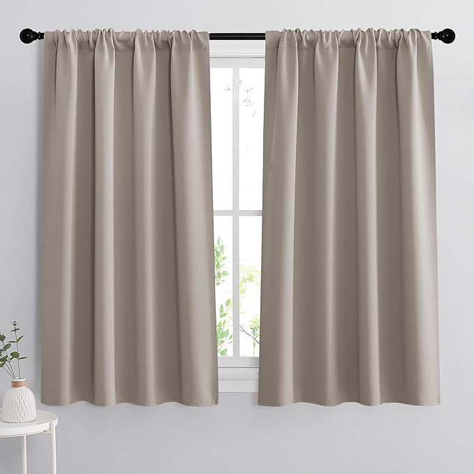 RYB HOME Short Curtains 45 inches, Durable Room Darkening Small Window by RYBHOME