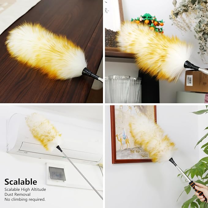 Lambswool Extendable Cleaning Duster 26-64 Inch, Anti-Static Wall Duster Cleaner - Image 6