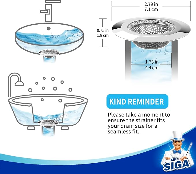 MR.SIGA Bathtub Drain Strainer, Stainless Steel Shower Bathtub Drain Hair - Image 5