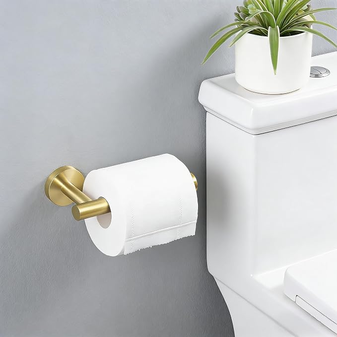 Toilet Paper Holder Towel Ring Brushed Gold Bathroom Hardware Hand Towel Holder - Image 9