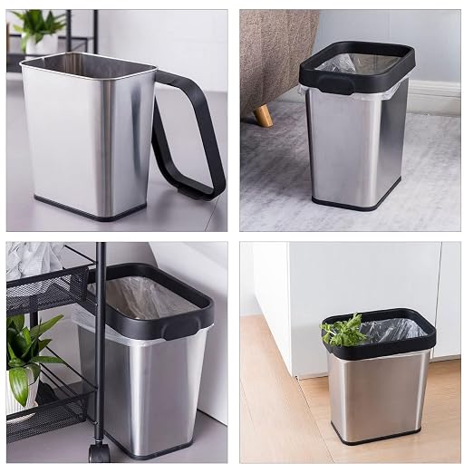 3 Pack Stainless Steel Trash Can 3 Gallon, Open Top Trash Can, Rectangle - Image 7