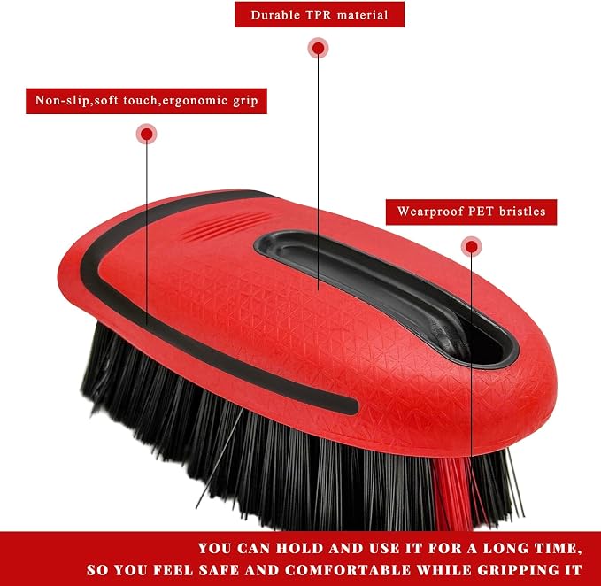 Carpet and Upholstery Cleaning Brush, Stiff Bristle Detailing Scrubber - Image 4