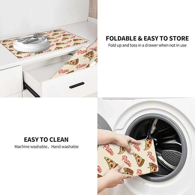 Cute Pizza Food Microfiber Dish Drying Mat - Image 7