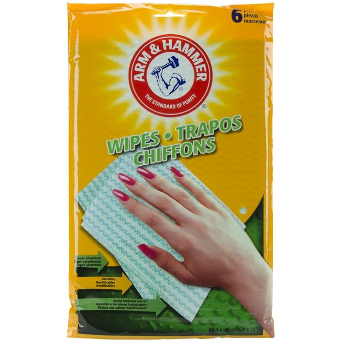 Arm & Hammer Reusable Wipes 6/Pkg-Green by ARMHAMMER