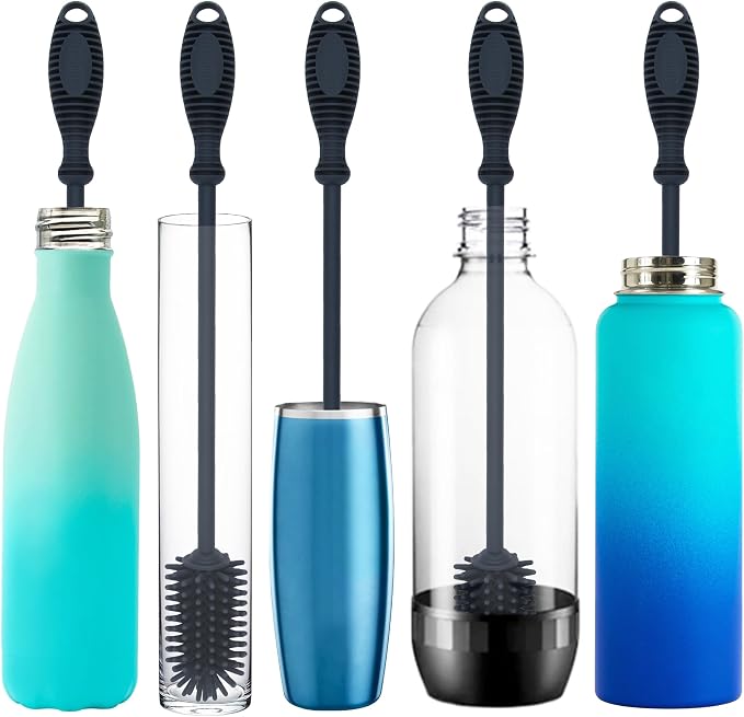 12.5" Silicone Bottle Brush & Straw Cleaner Brush Set | Water Bottle Cleaner - Image 3
