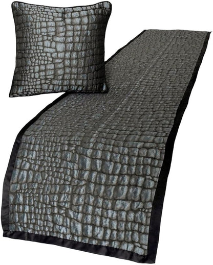 The HomeCentric King/Queen/Twin Blue & Grey Designer Queen 74"x18" Bed Runner Without Pillow Cover, Animal Mystery Bed Scarf on Silk Fabric - Animal Mystery