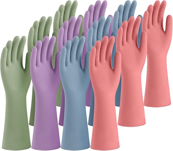 Rubber Cleaning Gloves for Dishwashing, 12 Pairs Reusable Kitchen Gloves for by Unknown