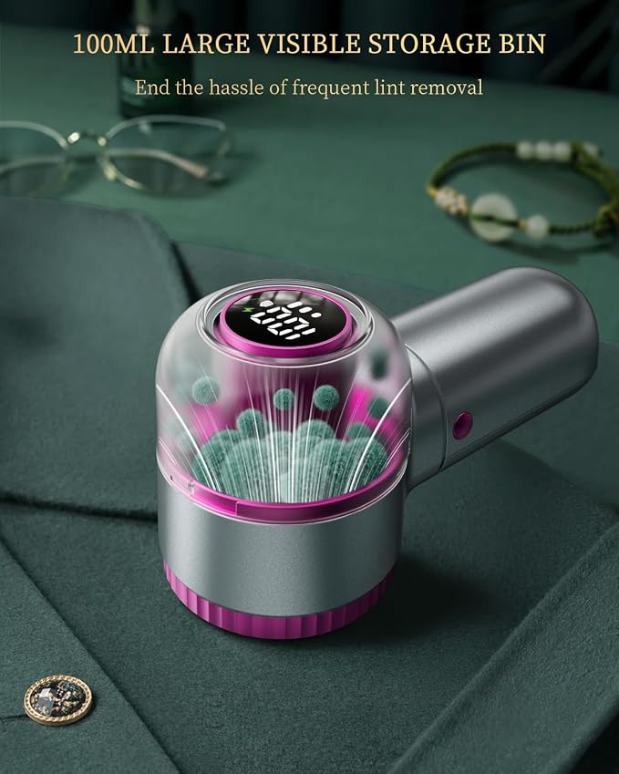 Fabric Shaver with Lint Brush, Large Lint Shaver with Digital Display, 3-Speeds - Image 6