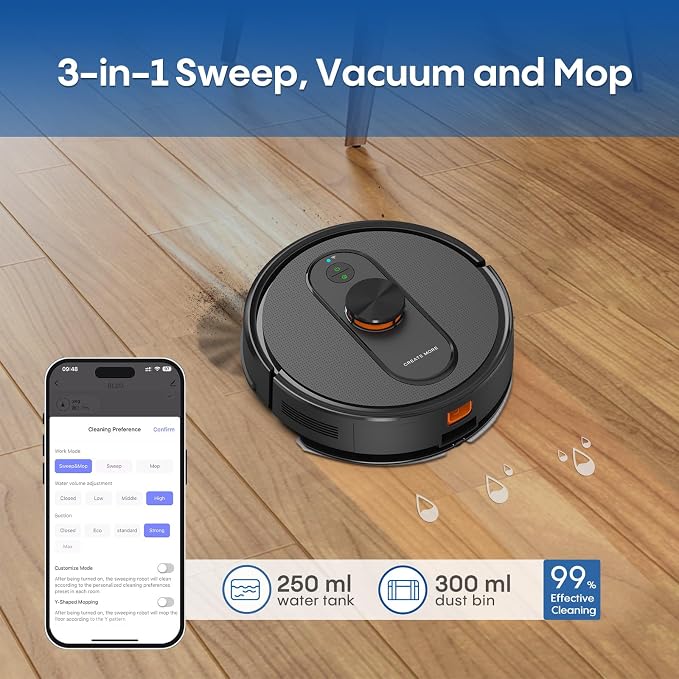 Robot Vacuum and Mop with Mapping, LiDAR Navigation Robotic Vacuums with 5000Pa - Image 5