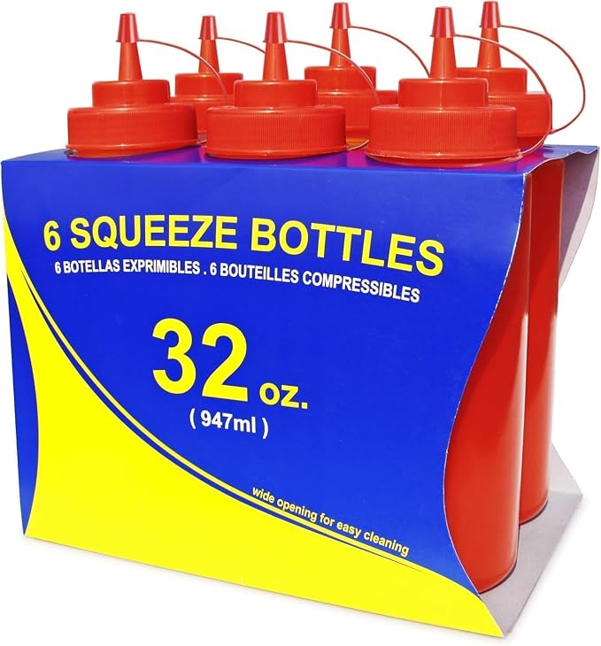 New Star Foodservice 533746 Squeeze Bottles, Wide Mouth, 32 oz by NewStarFoodservice