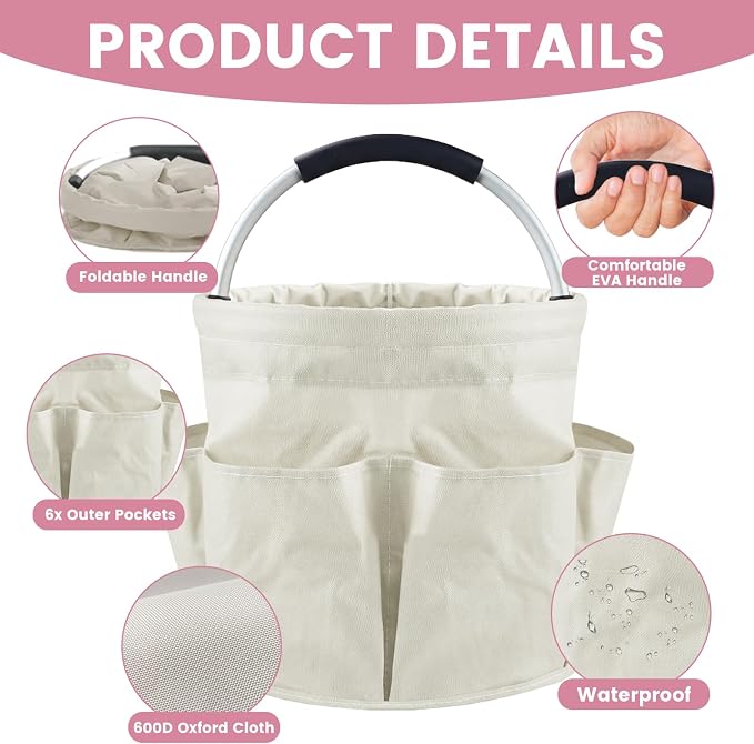 Cleaning Caddy with Handle and 6 Pockets, 17L Cleaning Supplies Organizer - Image 5