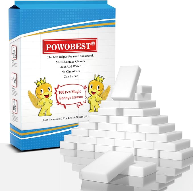 Magic Sponge Eraser POWOBEST 100 Pac Extra Thick Melamine Sponges Magic by PowoBest