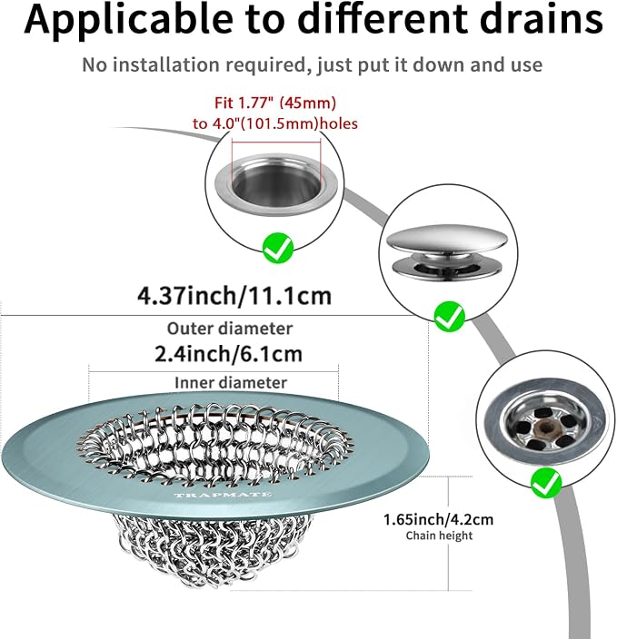 TRAPMATE Reversible Bathtub Drain Protector Hair Catcher/Easy Clean & Fast - Image 2