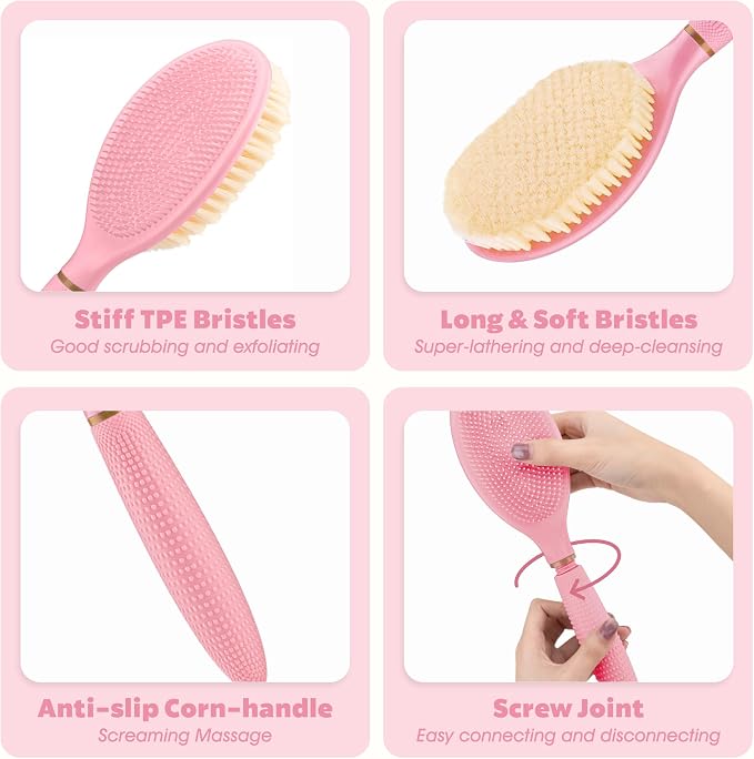 New Foot Brush & Back Scrubber Set 2PCS, 10.2''- 27.5'' Adjustable Foot Scrubber - Image 6