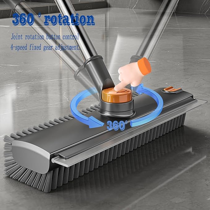 Floor Scrubbing Brush with Squeegee, 2 in 1 Grout Brush with 54" Adjustable - Image 5