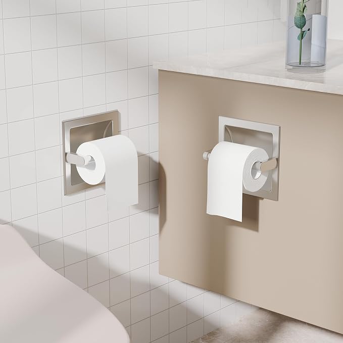 Toilet Paper Holder 2 Pack, Recessed Pivoting Toilet Paper Holder Wall Mount - Image 5