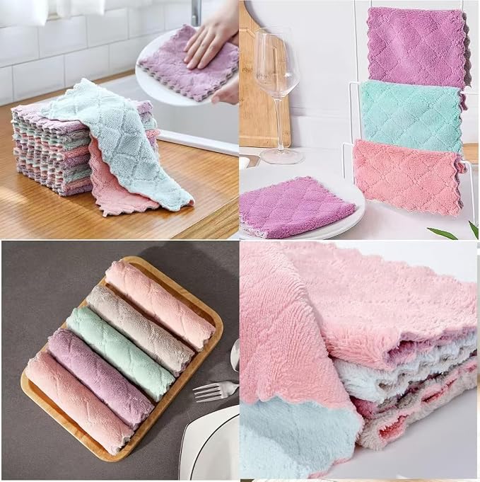 32 Pack Kitchen Dish Cloths Dish Towels, Super Soft and Absorbent Coral Fleece - Image 6