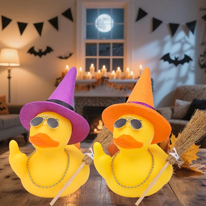 Halloween 3.15" Fun Rubber Duck Witch Duck Car Dashboard Decorations Halloween - Image 6