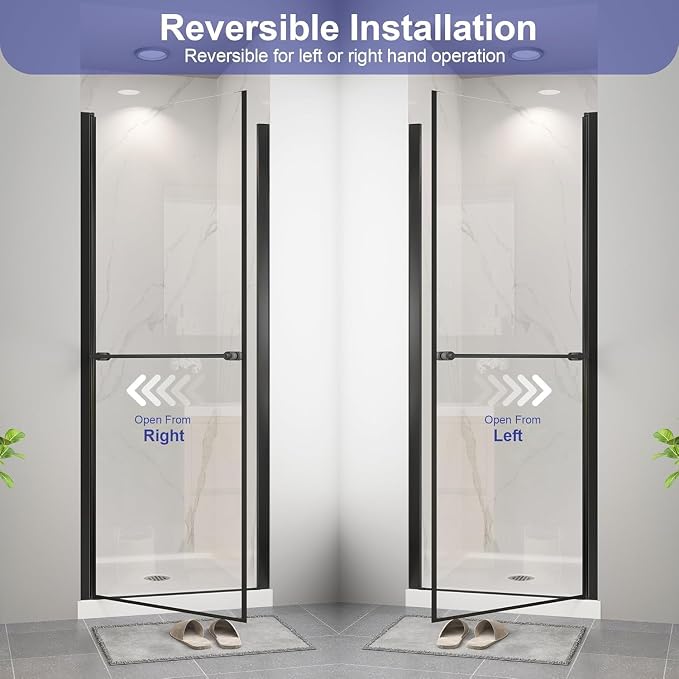 Frameless Pivot Shower Door 36"-38" W x 72" H, Swing Shower Glass Doors - Image 9