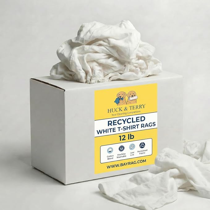 Huck & Terry White T-Shirt Bag of Rags, 100% Recycled Material, Cotton Blend by Unknown