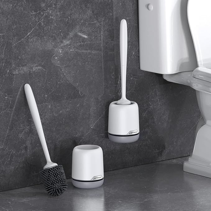 Lefree 2 Pack Silicone Toilet Bowl Brush and Holder Set - Image 2