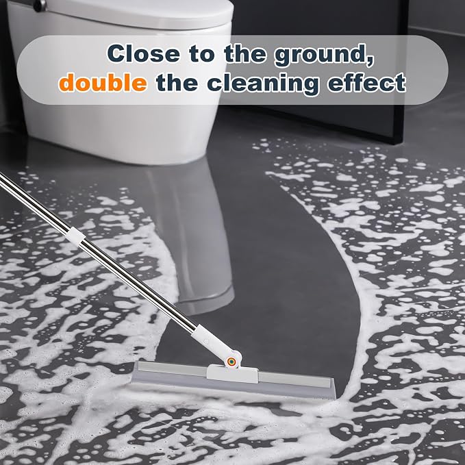 Rubber Squeegee Broom for Floor, Upgrade 62" Long Handle Window Squeegee - Image 5