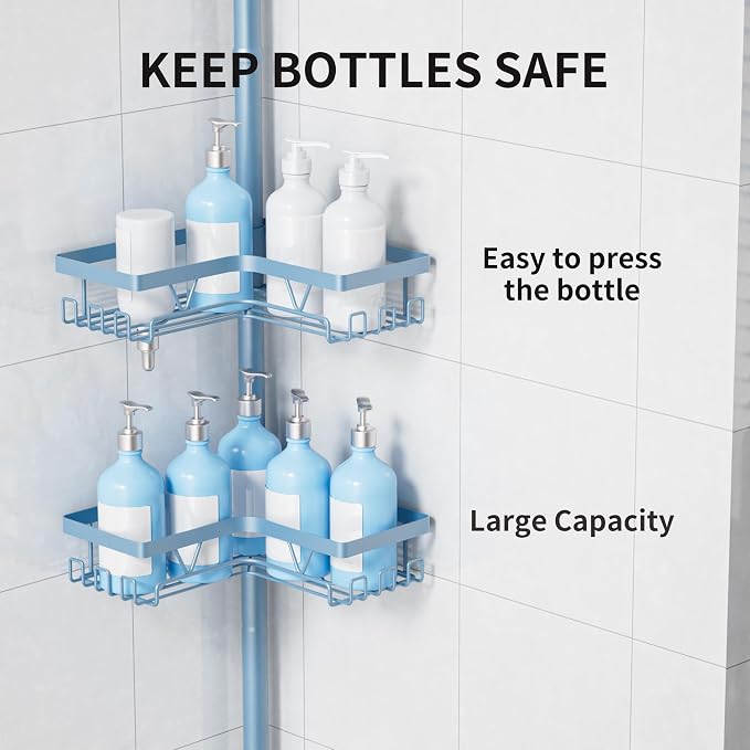 KEGII Shower Caddy Tension Pole, 4-Tier Rustproof Adjustable Corner Bathroom - Image 4