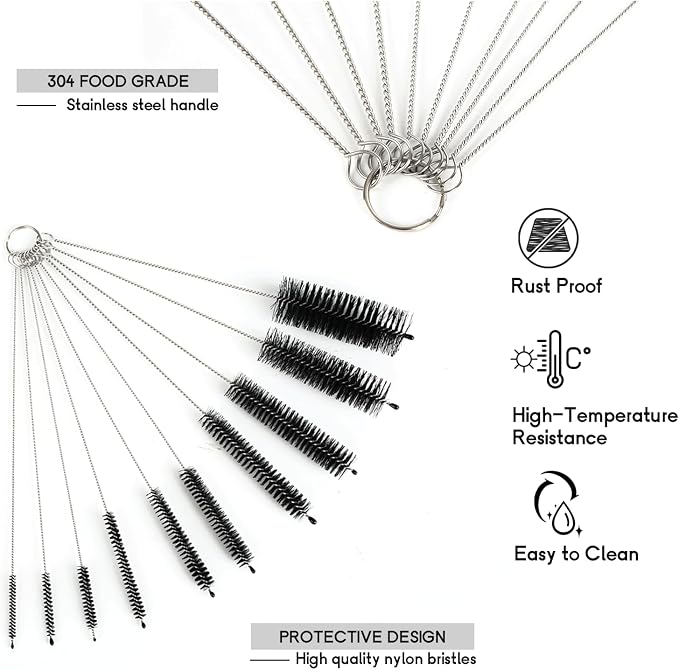 12 Pack Glass Tube Pipe Cleaner Set, 17 Inch Long Handle Nylon Brush - Image 5