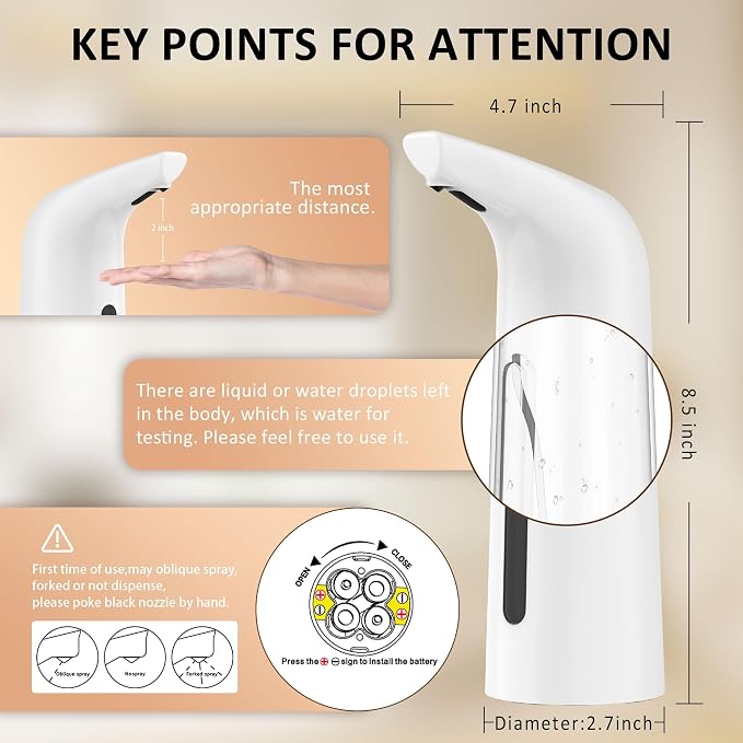 Automatic Liquid Soap Dispenser Touchless, 400ML Modern White Dish Soap - Image 3