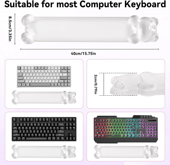 Ergonomic Silicone Gel Keyboard Wrist Rest – Clear Wrist Rest - Image 2