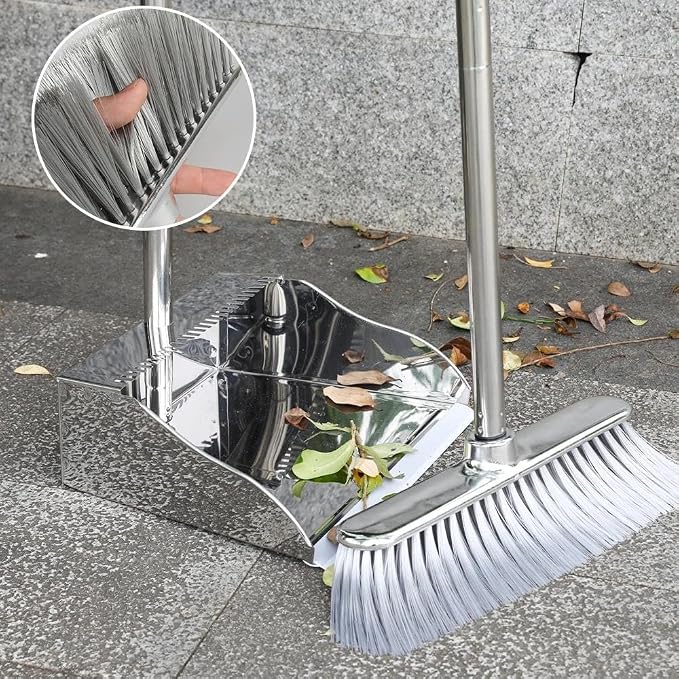 Indoor Soft Bristles Broom and Dustpan Angle Sweeping Dustpan and Broom - Image 5