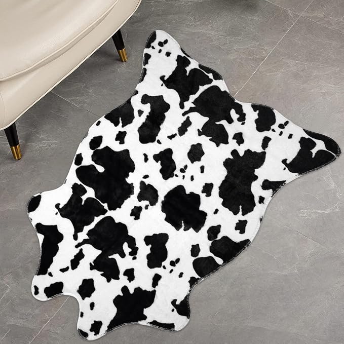 MACEVIA Faux Cowhide Rug, Cute Cow Print Rugs Animal Area Carpet Western Decor - Image 3