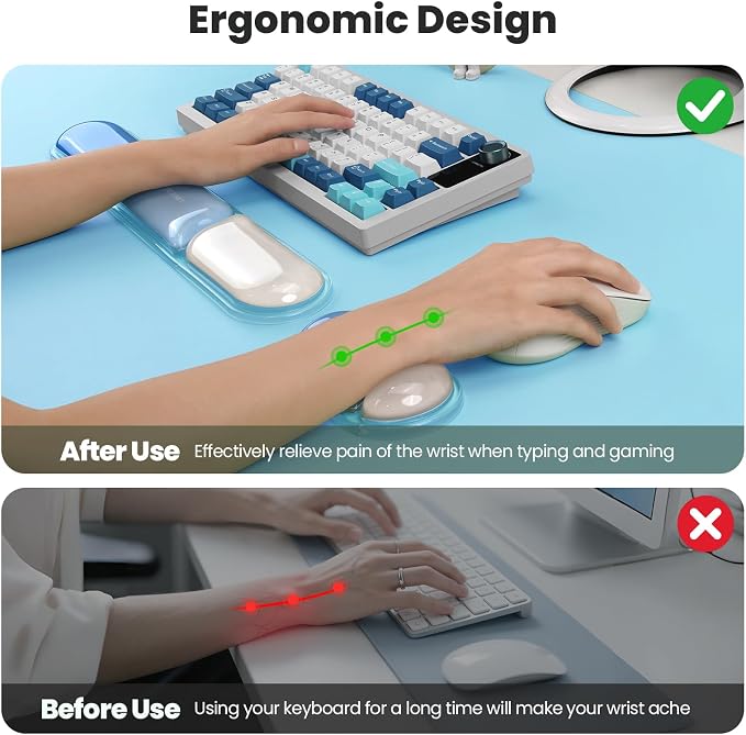 TECKNET Clear Gel Wrist Rest for Computer Keyboard, Ergonomic Gel Keyboard - Image 3