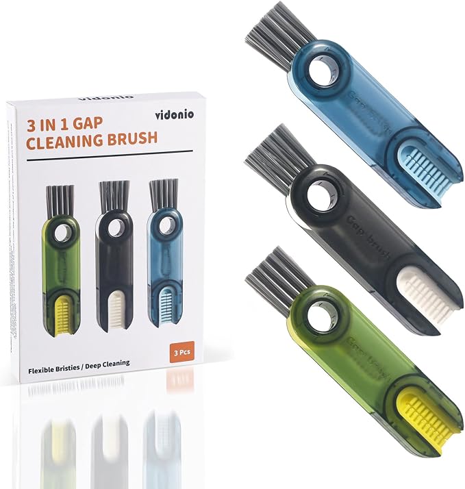 3 in 1 Cup Lid Gap Cleaning Brush Set, Mutipurpose Tiny Silicone Cup Holder by VIDONIO