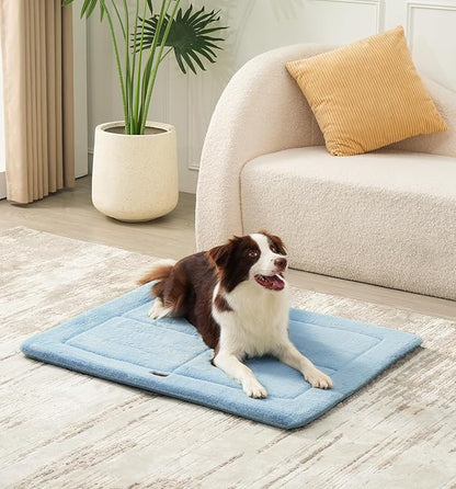 MADE 4 PETS Dog Crate Pad Bed for Medium Large Dogs, Washable & Reversible, Anti-Slip Kennel Mat for Cozy Sleeping, Soft Fluffy Dog Bed for Indoor & Outdoor Use, 35"x23", Blue