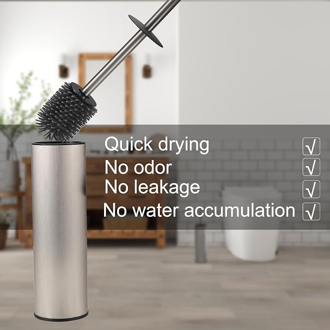 Toilet Brush and Holder, Stainless Steel Toilet Brushes - Image 4
