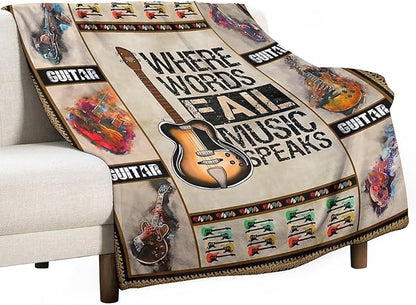 Guitar Blanket Guitar Gifts for Boys Men Music Throw Blanket for Kids Adults Soft Warm Cozy Fleece Blanket for Couch Sofa Bed 40"x50"