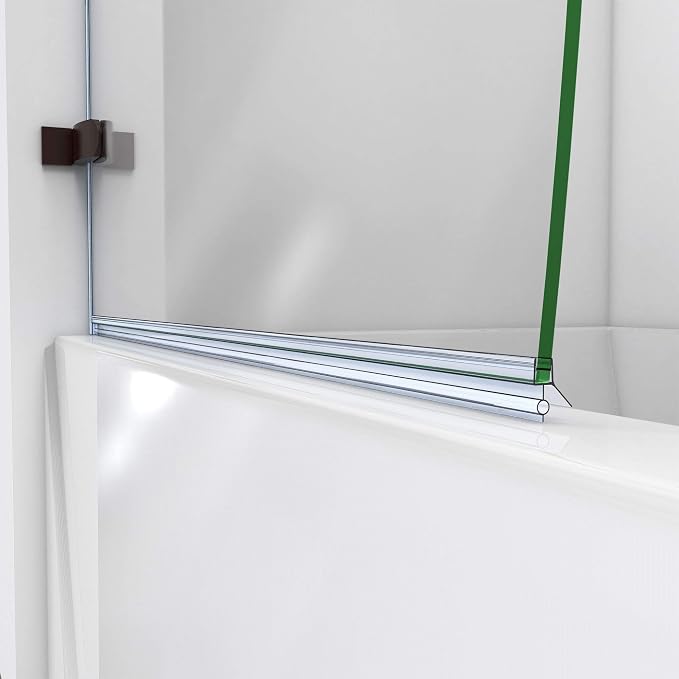 DreamLine Aqua Uno 34 5/16 inch W x 58 inch H Frameless Hinged Tub Door in Oil - Image 8