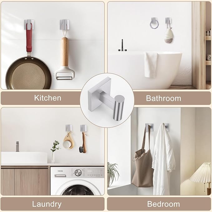Towel Ring Set 4 Piece Bathroom Hardware Set Includes Towel Ring 2 Towel Hooks - Image 5