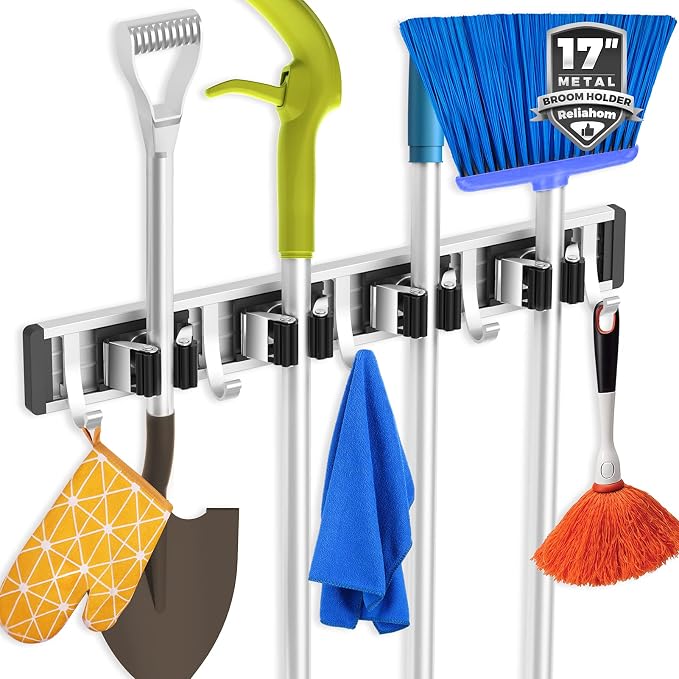 reliahom Broom Holder Wall Mount, 4 Racks by reliahom