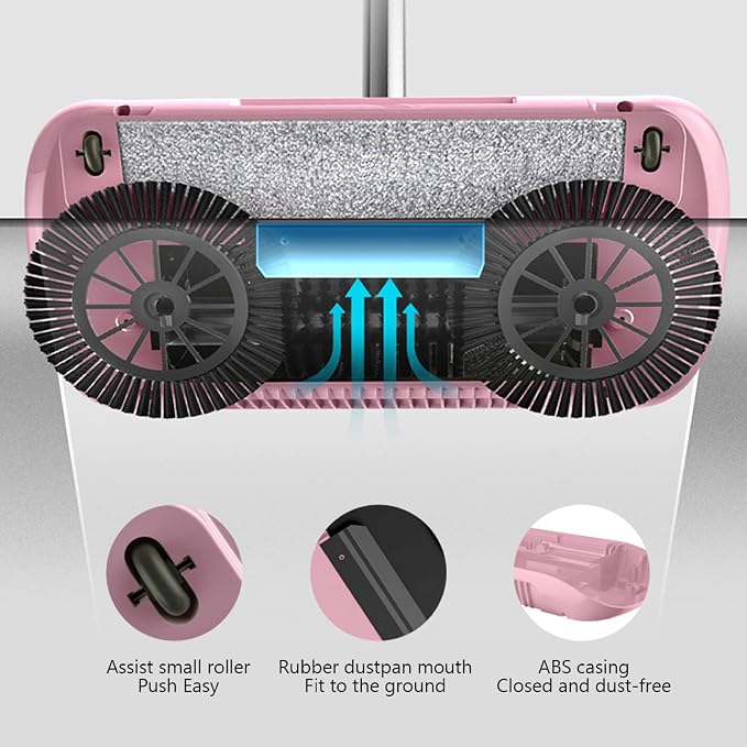 Naisicore Carpet Sweeper Manual, 2 in 1 180 Degree Rotating Hand Push Sweeper - Image 3